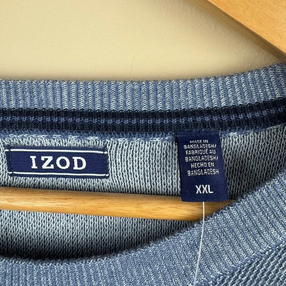 IZOD Mens XXL Luxury Classics Crew‎ Neck Sweater Bijou Blue Long Sleeve NWT